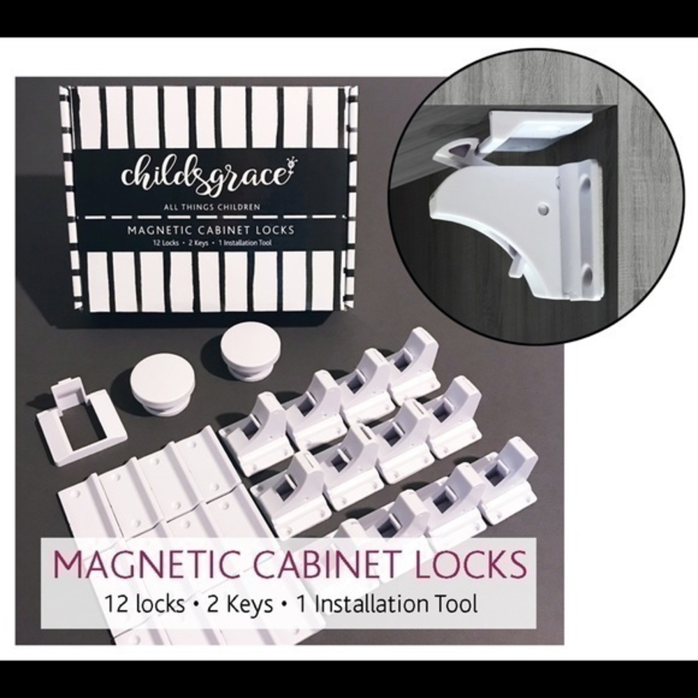 Magnetic cabinet safety locks